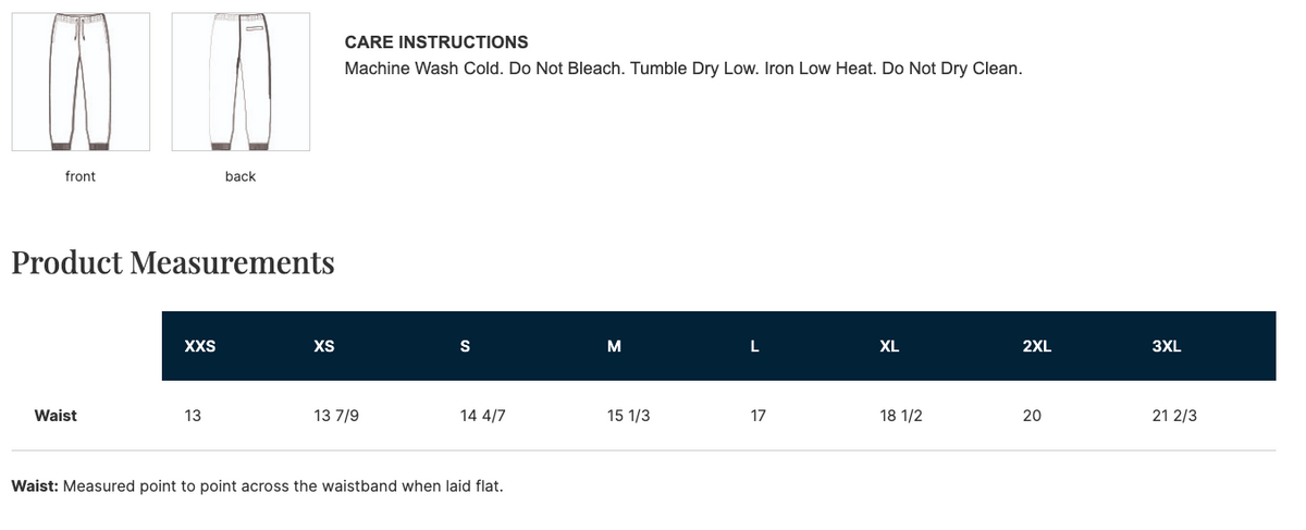 Not Gen Pop, Premium Unisex Flyer Jogger - Size Chart